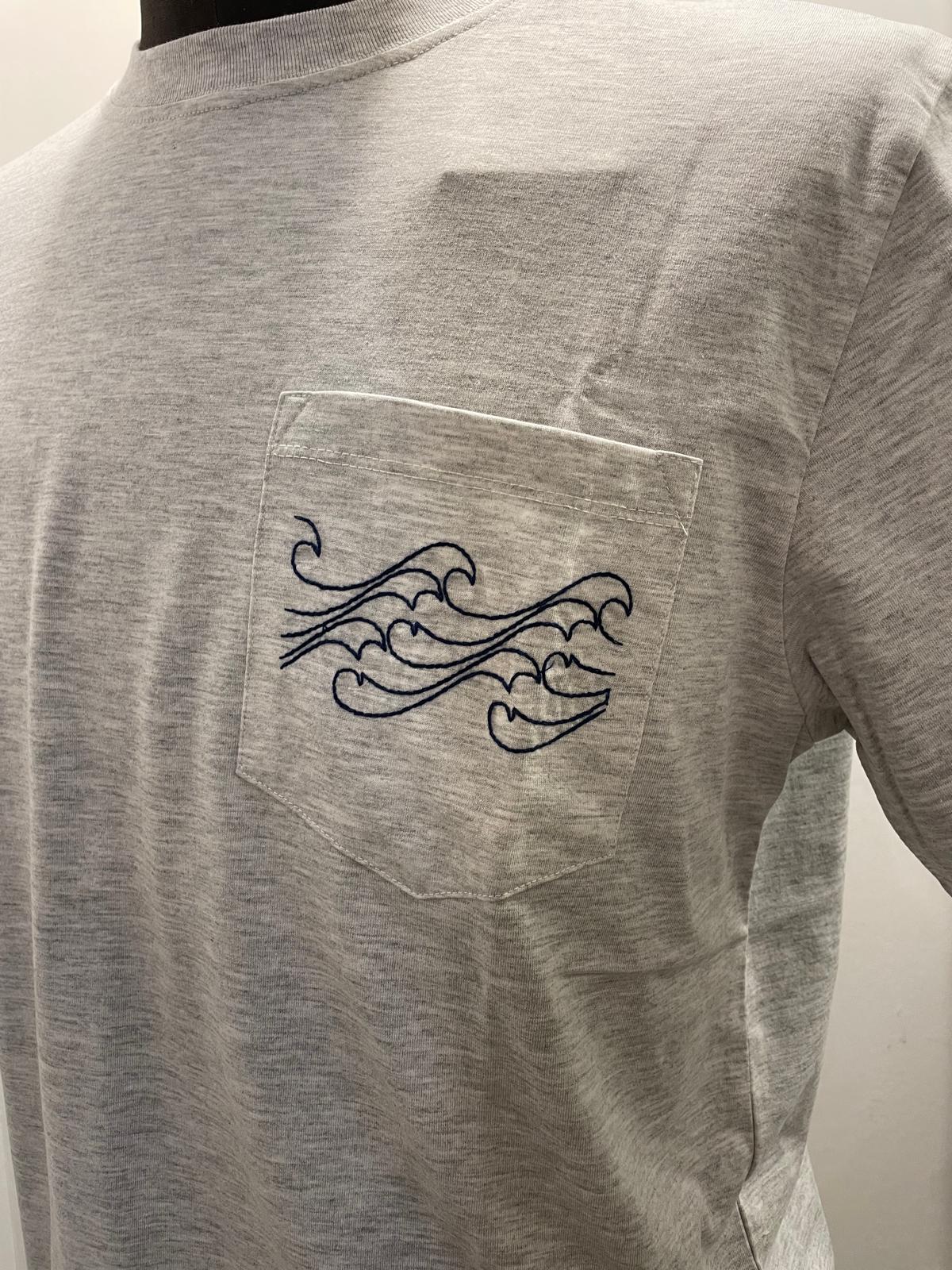 T SHIRT IN THE BOX POCKET WAVE COLOR GRIGIO SS25009