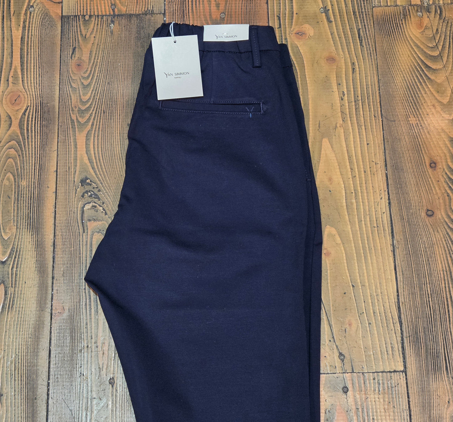 PANTALONI YAN SIMMON LIFE T414L PUNTO MILANO CON LACCIO COLOR BLU