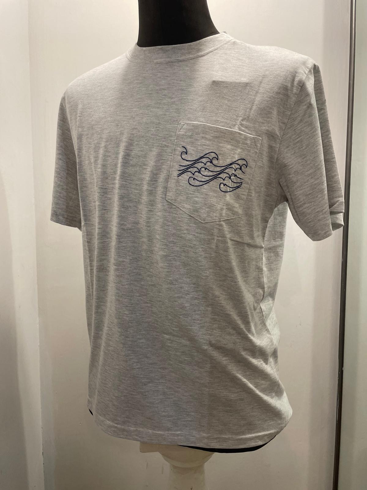T SHIRT IN THE BOX POCKET WAVE COLOR GRIGIO SS25009