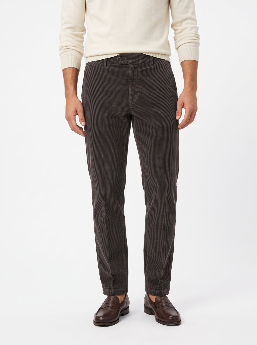 YAN SIMMON PANTALONI IN VELLUTO MODELLO WORLD T634W COLOR MORO FONDO 17CM