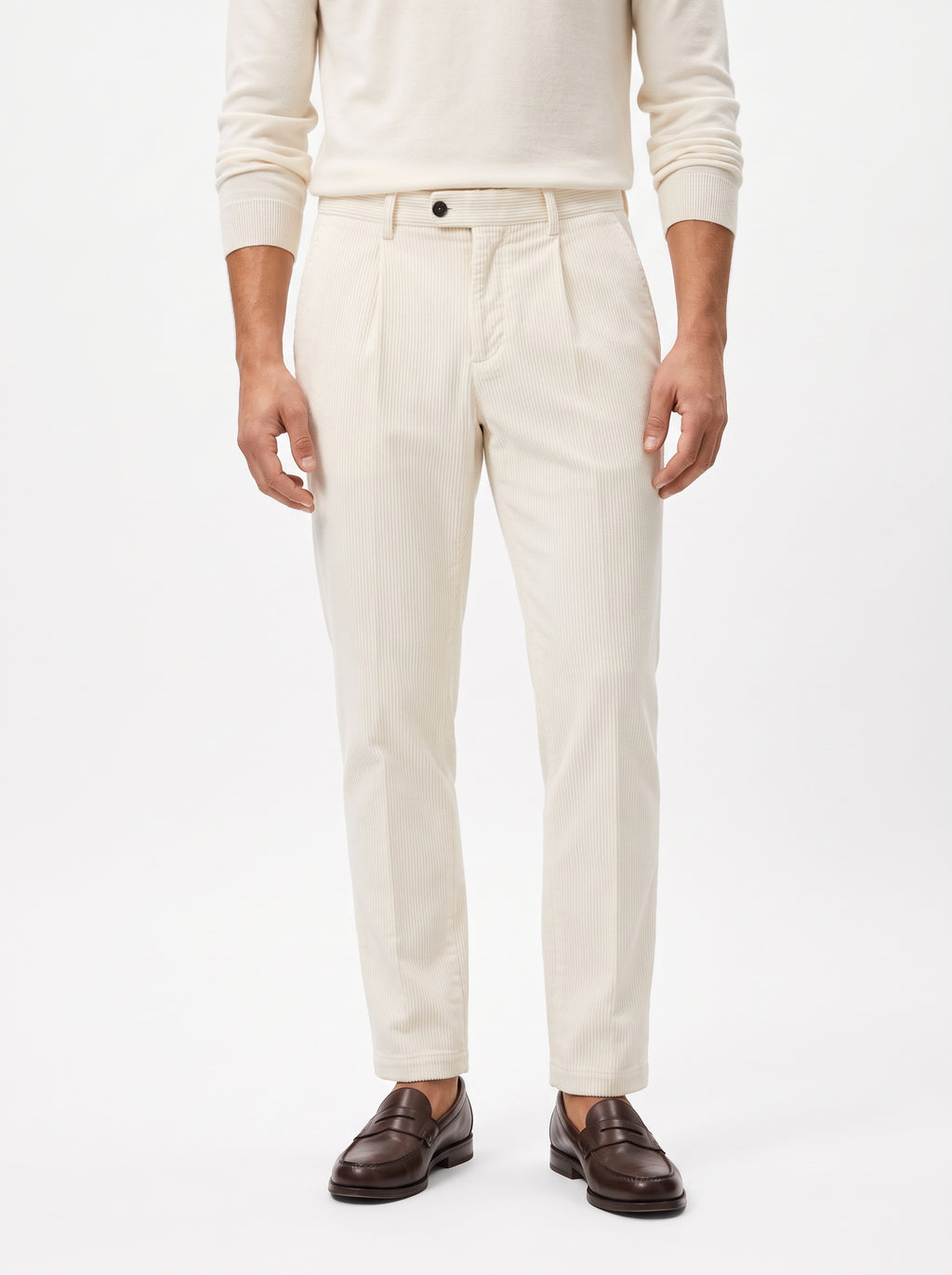 YAN SIMMON PANTALONI IN VELLUTO MODELLO WORLD T634W COLOR BIANCO FONDO 17CM