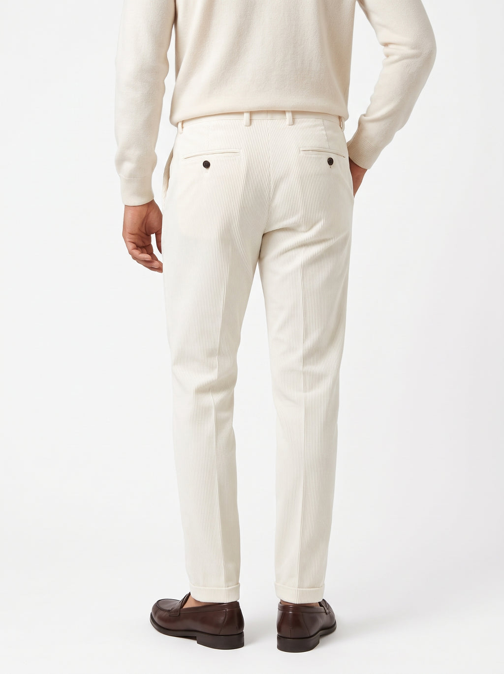 YAN SIMMON PANTALONI IN VELLUTO MODELLO WORLD T634W COLOR BIANCO FONDO 17CM