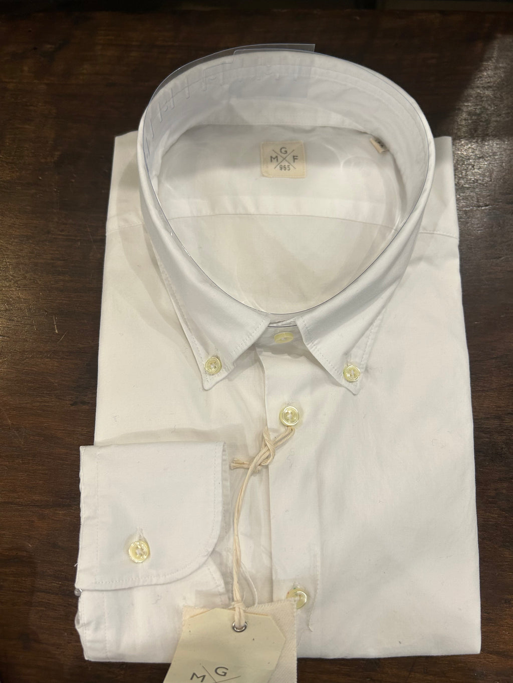 GMF CAMICIA FIT REGOLARE BUTTON DOWN COLORE BIANCO 100% COTONE MADE IN ITALY 961250/01