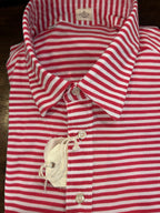 GMF CAMICIA/POLO IN PIQUET 4 BOTTONI VESTIBILITA’ COMODA RIGHE BIANCHE E ROSSE MADE IN ITALY