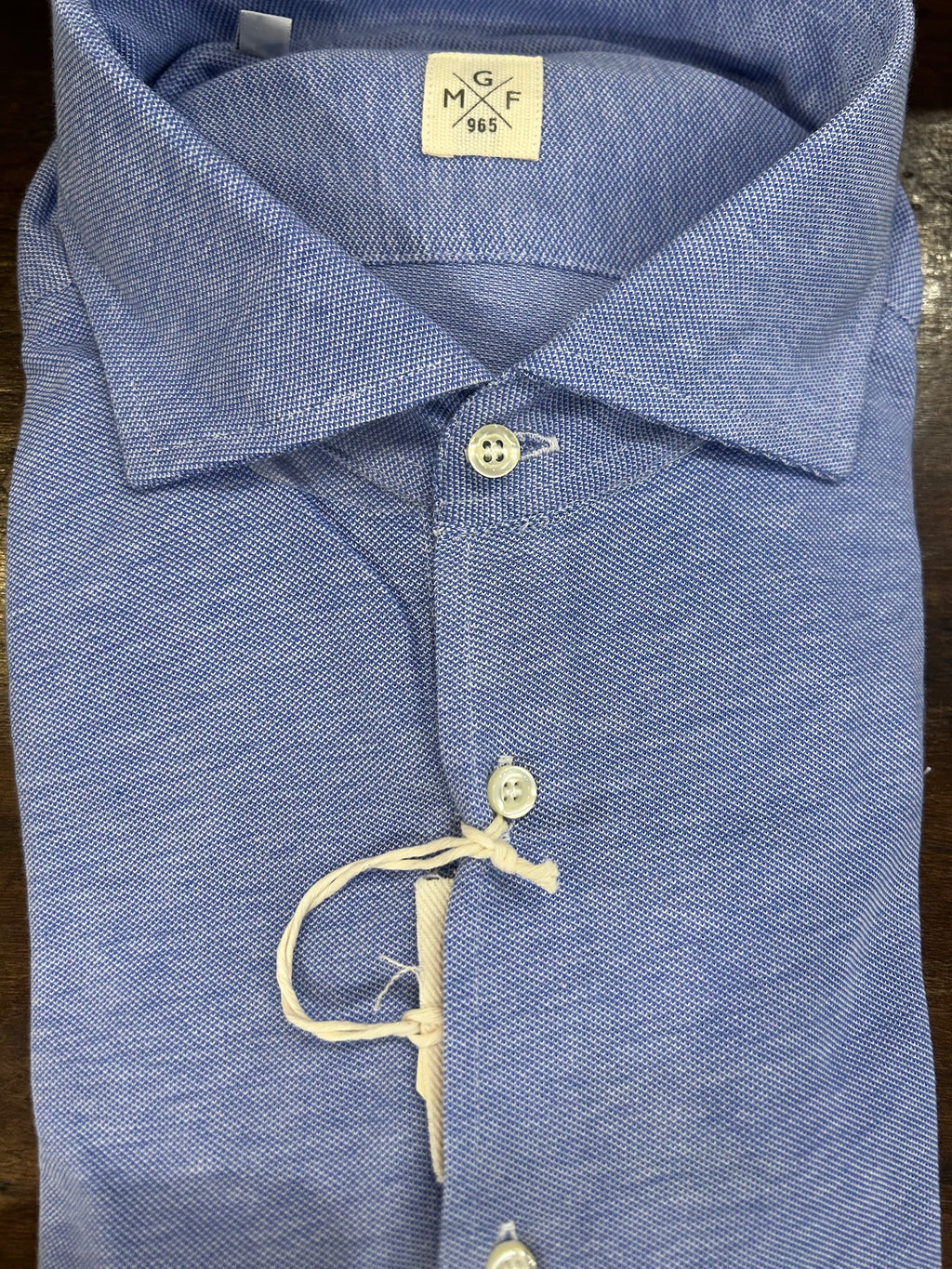 GMF CAMICIA FIT REGOLARE IN PIQUET COLORE CELESTE CON COLLO FRANCESE MADE IN ITALY