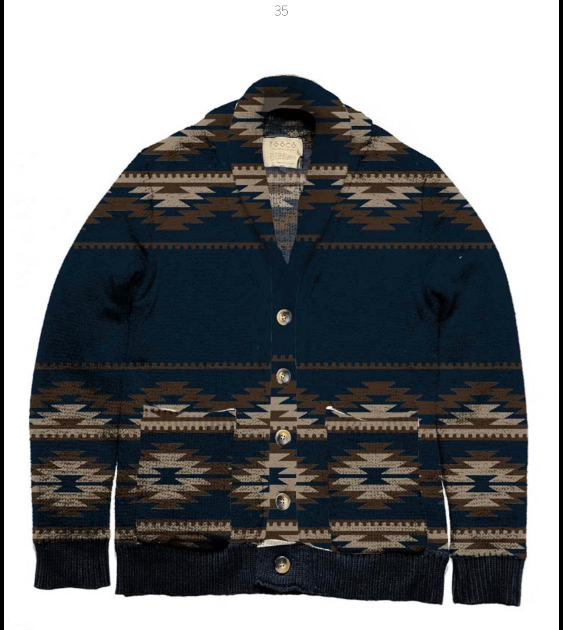 TOOCO CARDIGAN CON COLLO SCIALLATO LAVORAZIONE JACQUARD COLORE NAVY