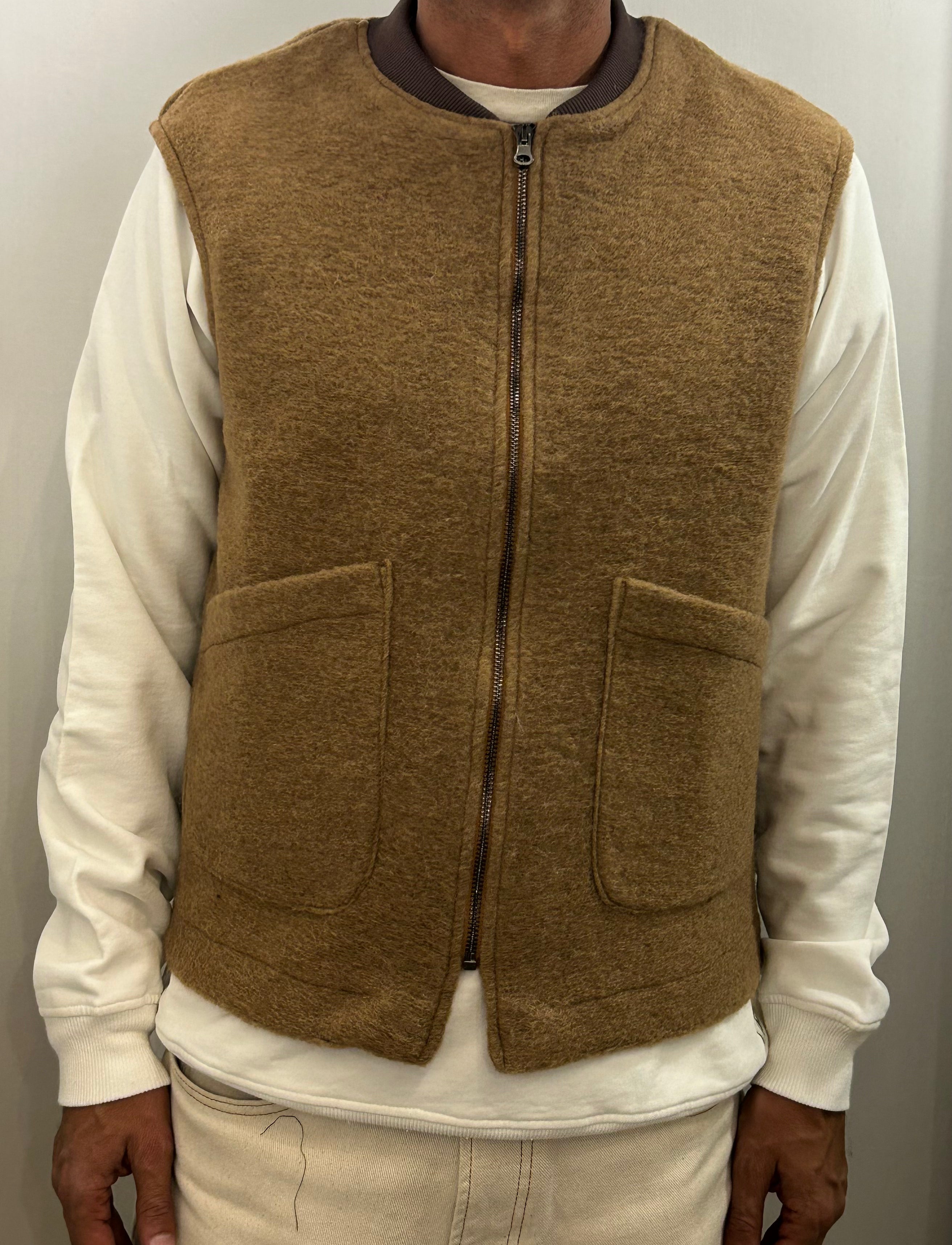 SEADOG OLIVER VEST ZIP LANA COTTA COLORE FANGO MADE IN ITALY