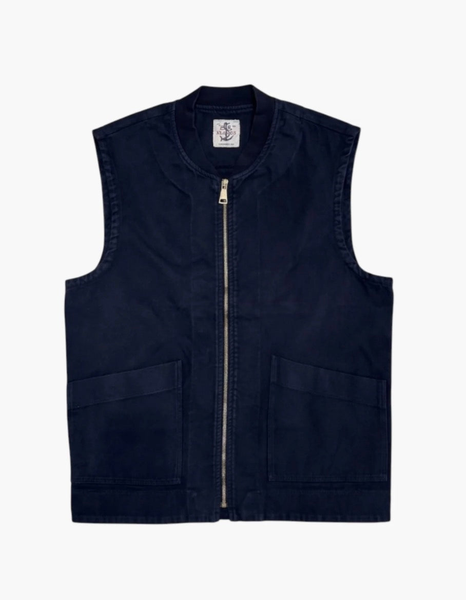 SEADOG OLIVER VEST ZIP LANA COTTA COLORE NAVY MADE IN ITALY