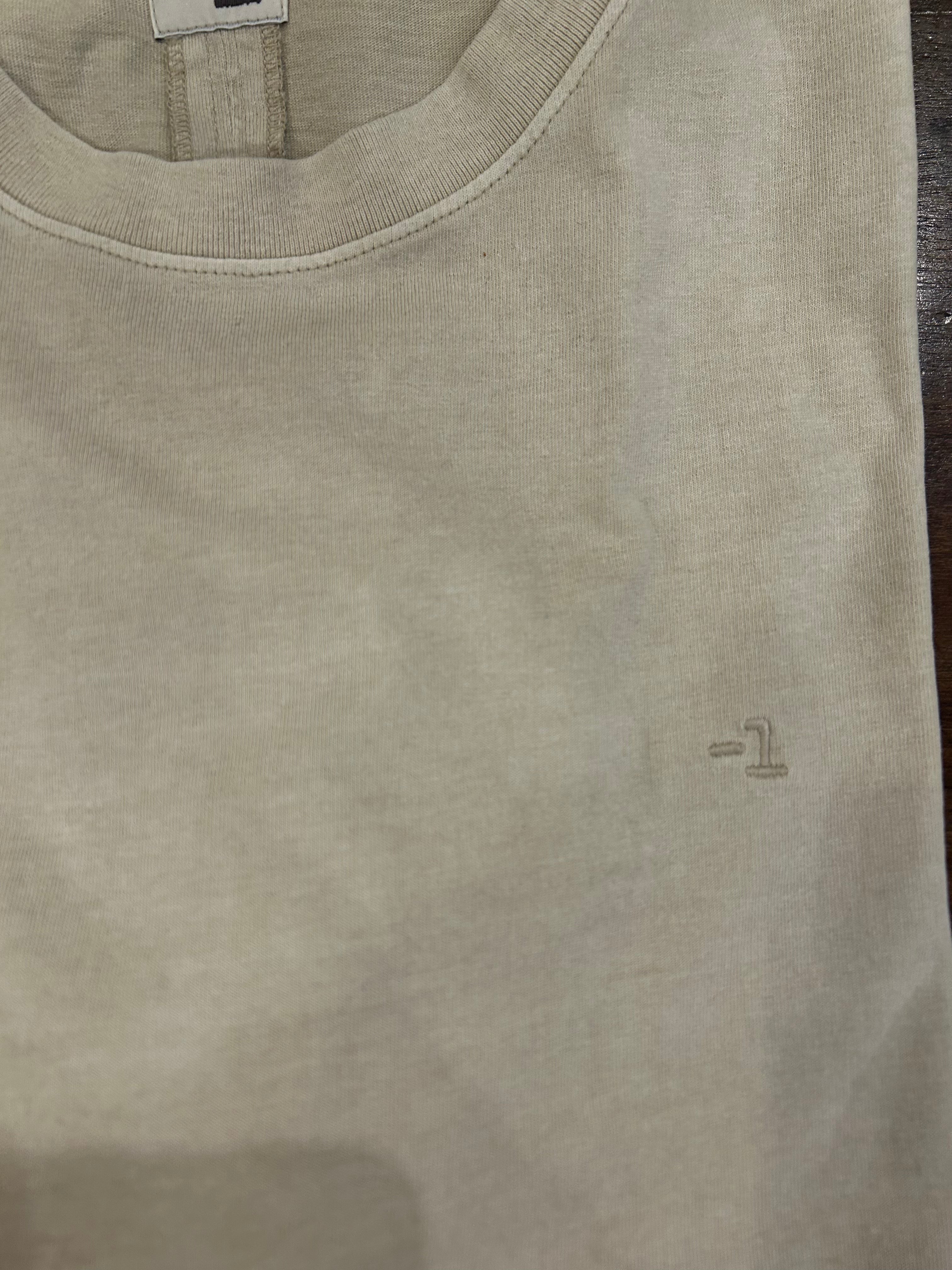 MINUS ONE T-SHIRT 100% COTONE COLORE BEIGE MANICA CORTA COTONE TRATTATO CON EFFETTO INVECCHIATO