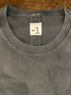 MINUS ONE T-SHIRT 100% COTONE COLORE WASHED BLACK MANICA CORTA COTONE TRATTATO CON EFFETTO INVECCHIATO