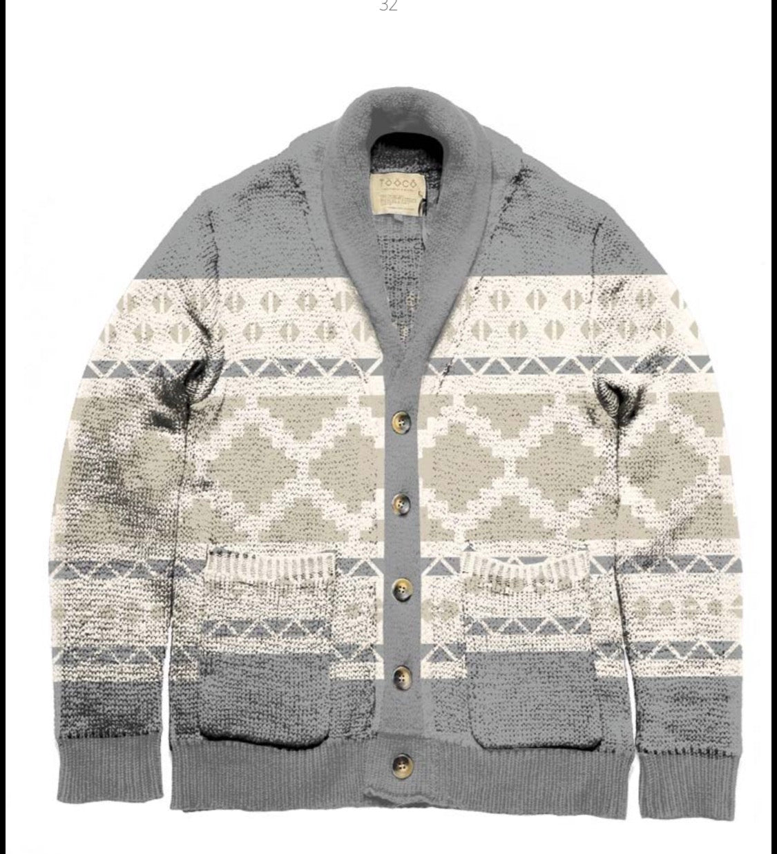 TOOCO CARDIGAN CON COLLO SCIALLATO LAVORAZIONE JACQUARD CON BOTTONI