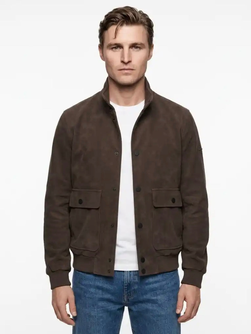 +MORE OLIVER GIACCA BOMBER TECNICA CON BOTTONI AUTOMATICI COLORE TESTA DI MORO