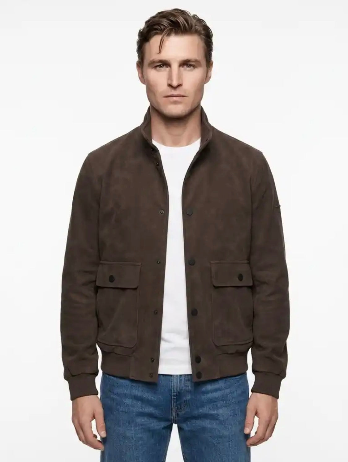 +MORE OLIVER GIACCA BOMBER TECNICA CON BOTTONI AUTOMATICI COLORE TESTA DI MORO