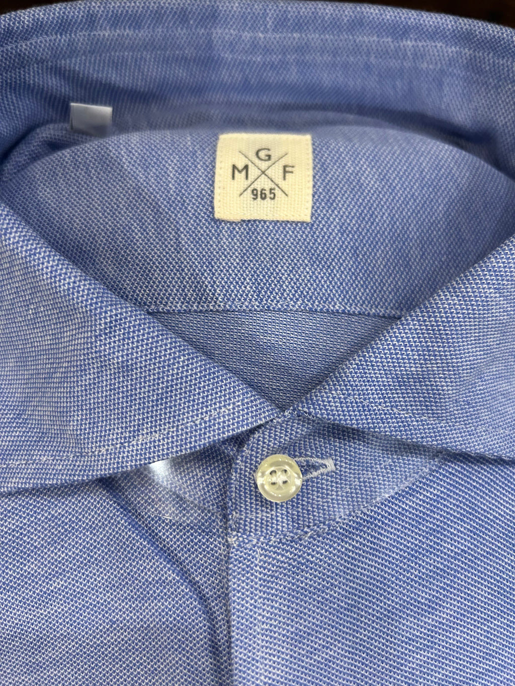GMF CAMICIA FIT REGOLARE IN PIQUET COLORE CELESTE CON COLLO FRANCESE MADE IN ITALY