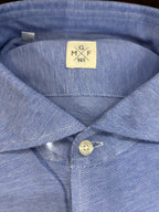 GMF CAMICIA FIT REGOLARE IN PIQUET COLORE CELESTE CON COLLO FRANCESE MADE IN ITALY