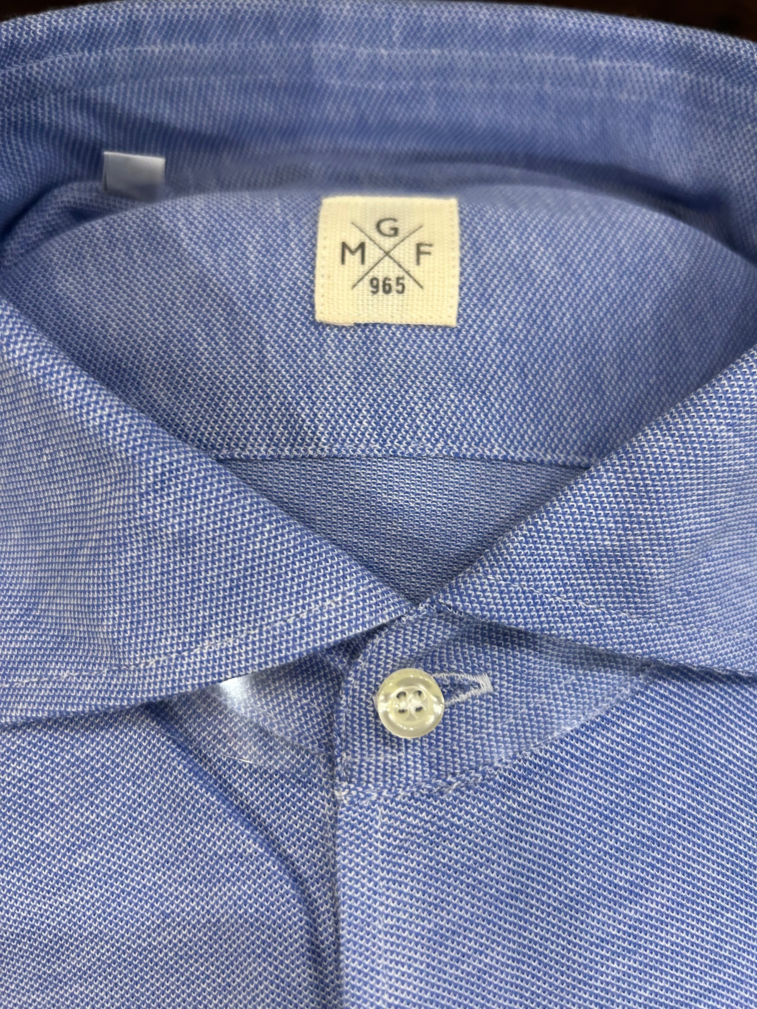 GMF CAMICIA FIT REGOLARE IN PIQUET COLORE CELESTE CON COLLO FRANCESE MADE IN ITALY