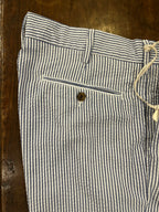 PERFECTION BERMUDA REGULAR FIT A RIGHE BIANCHE E CELESTI TESSUTO SEERSUCKER  CON DOPPIA PENCE