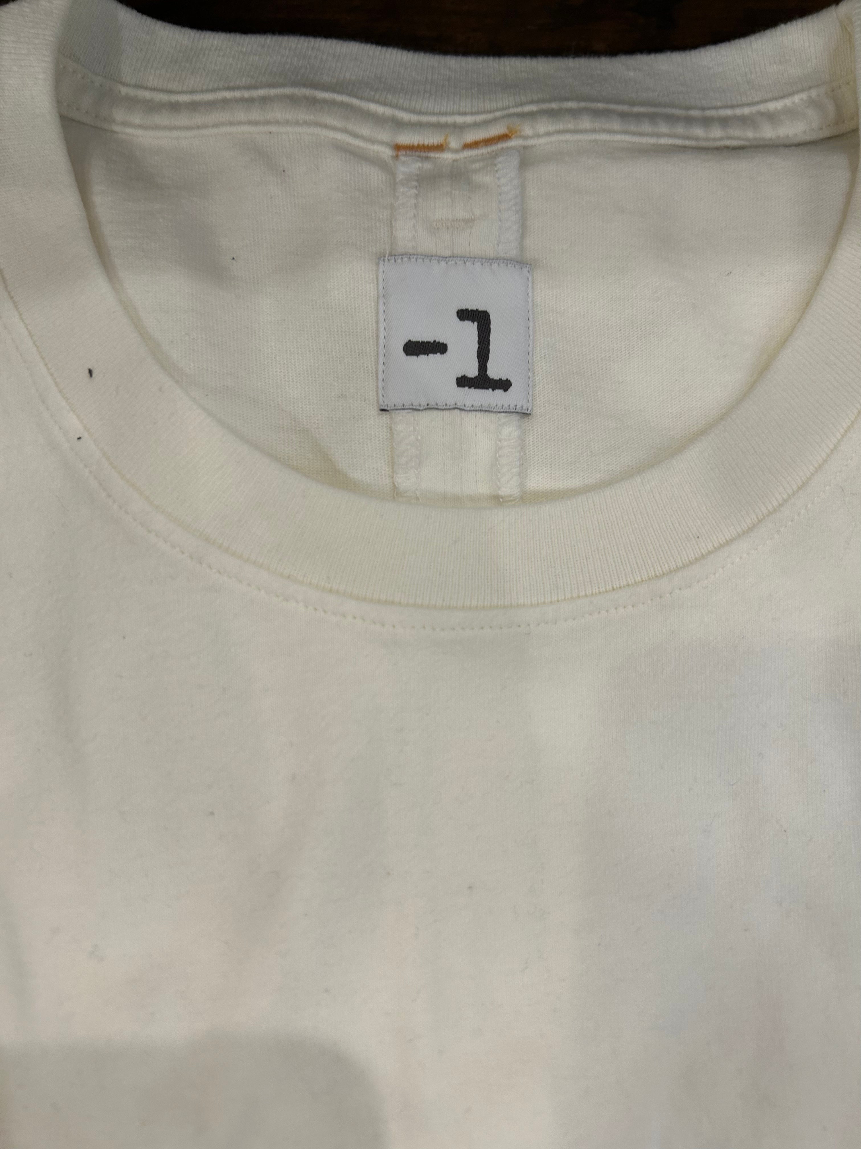 MINUS ONE T-SHIRT 100% COTONE COLORE OFF WHITE MANICA CORTA COTONE TRATTATO CON EFFETTO INVECCHIATO