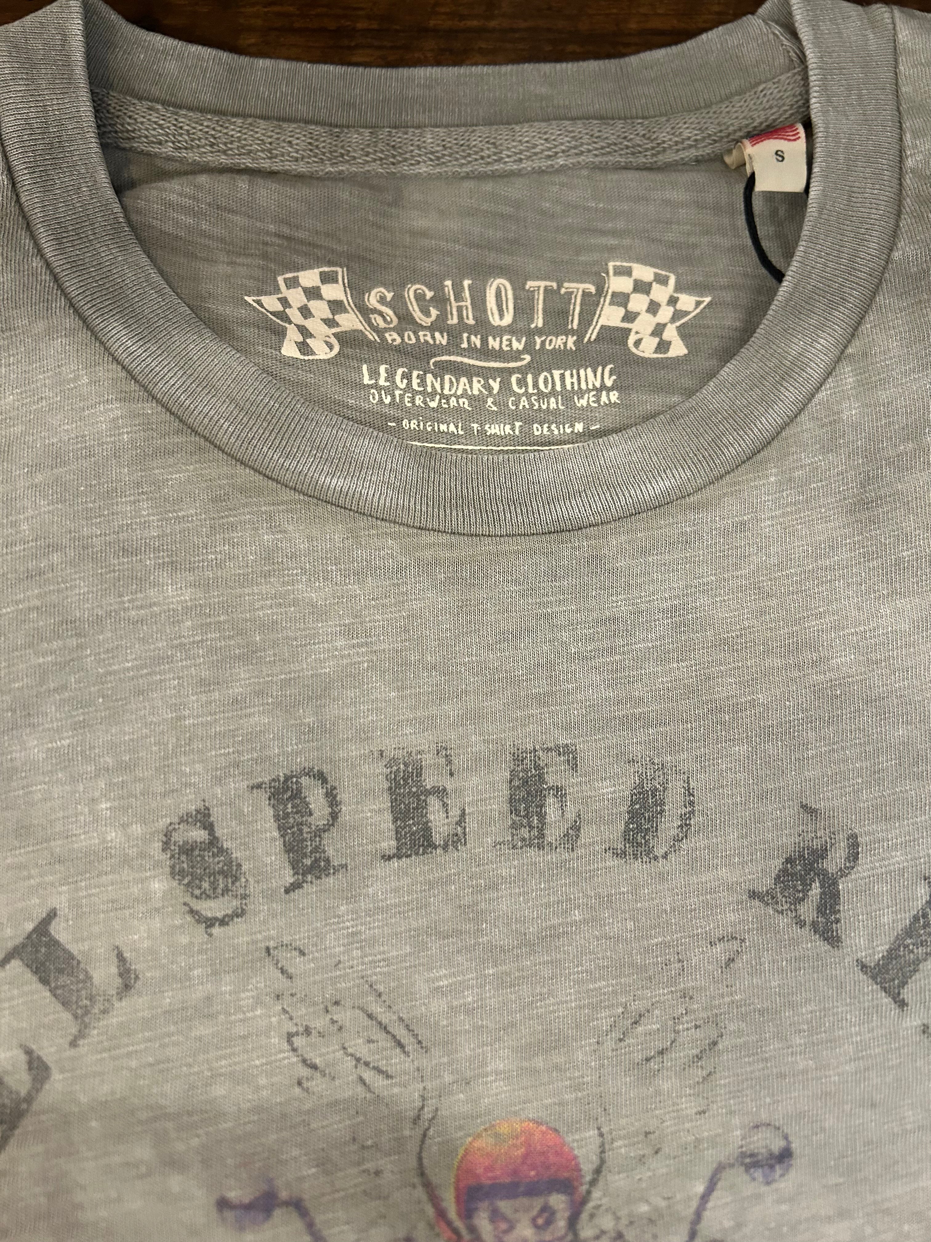 SCHOTT T-SHIRT VESTIBILITA’ REGOLARE 100% COTONE BEIGE