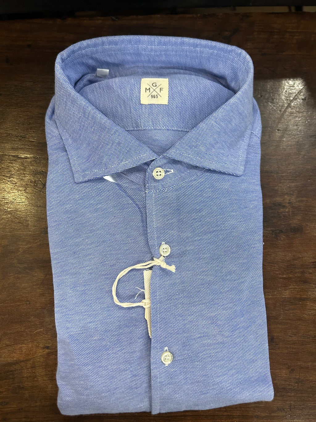 GMF CAMICIA FIT REGOLARE IN PIQUET COLORE CELESTE CON COLLO FRANCESE MADE IN ITALY