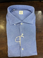 GMF CAMICIA FIT REGOLARE IN PIQUET COLORE CELESTE CON COLLO FRANCESE MADE IN ITALY