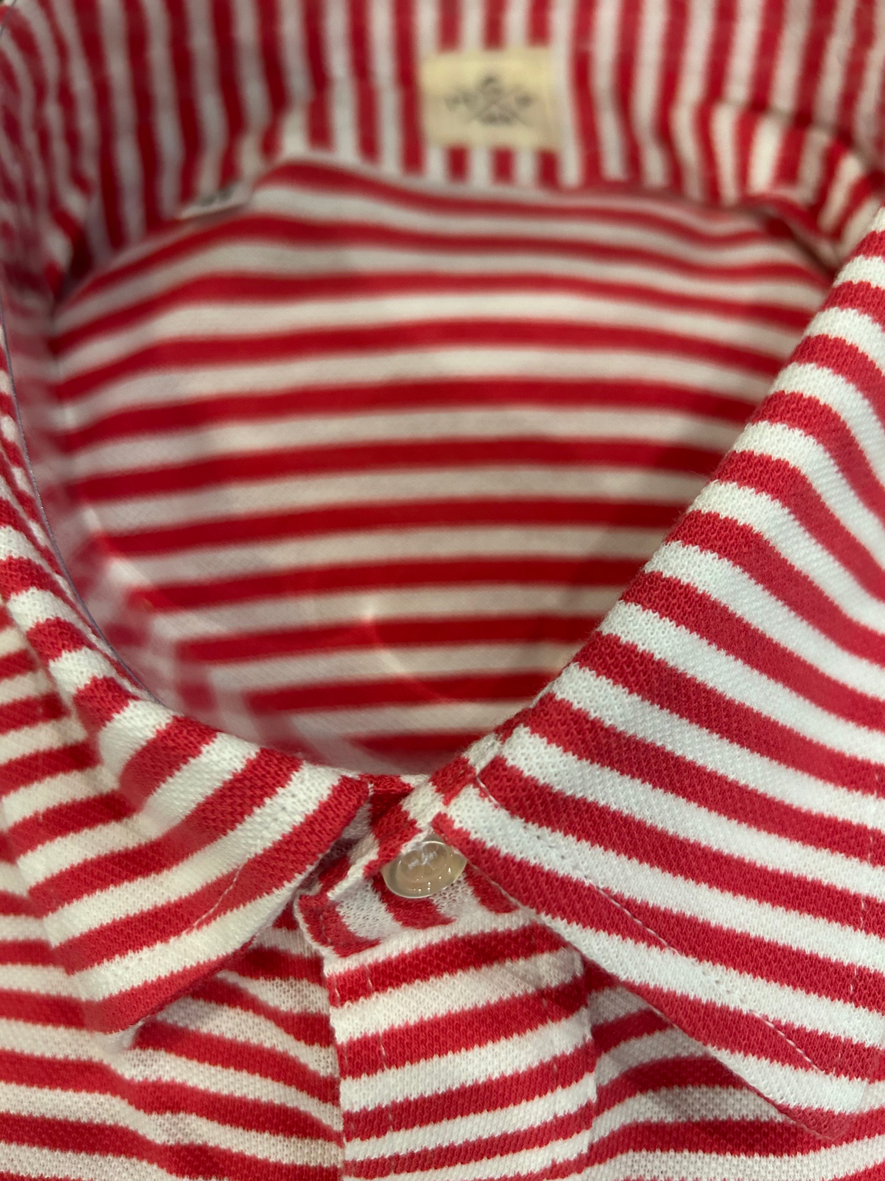GMF CAMICIA/POLO IN PIQUET 4 BOTTONI VESTIBILITA’ COMODA RIGHE BIANCHE E ROSSE MADE IN ITALY