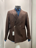 AG TREND GIACCA DOPPIOPETTO MARRONE 100% LINO 100% MADE IN ITALY G740 P616 56