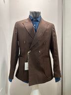 AG TREND GIACCA DOPPIOPETTO MARRONE 100% LINO 100% MADE IN ITALY G740 P616 56