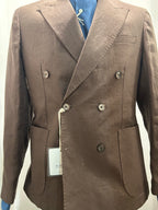 AG TREND GIACCA DOPPIOPETTO MARRONE 100% LINO 100% MADE IN ITALY G740 P616 56