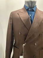 AG TREND GIACCA DOPPIOPETTO MARRONE 100% LINO 100% MADE IN ITALY G740 P616 56