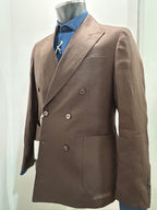 AG TREND GIACCA DOPPIOPETTO MARRONE 100% LINO 100% MADE IN ITALY G740 P616 56