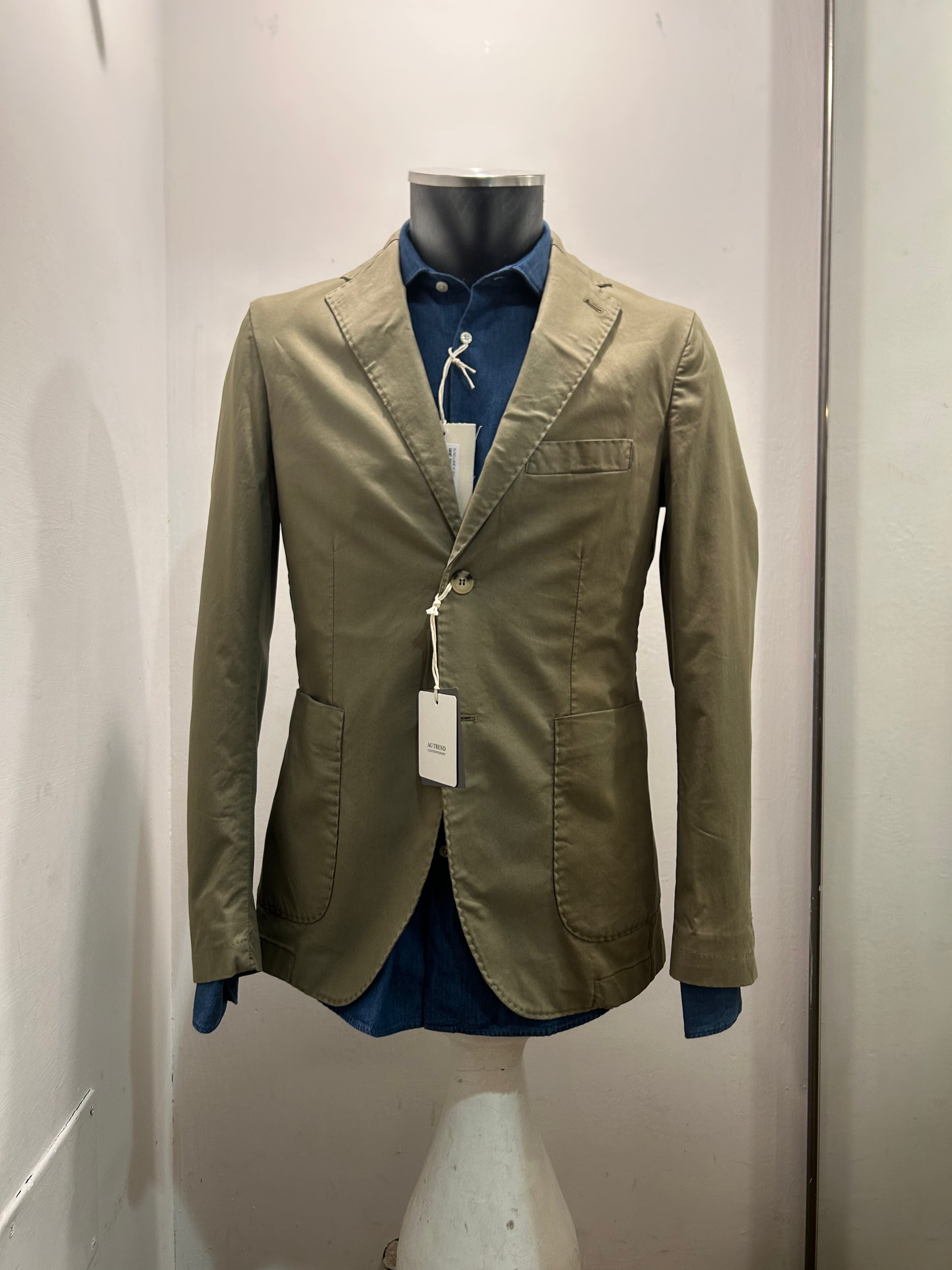 AG TREND GIACCA MONOPETTO VERDE COTONE E SPANDEX 100% MADE IN ITALY GD00 P891