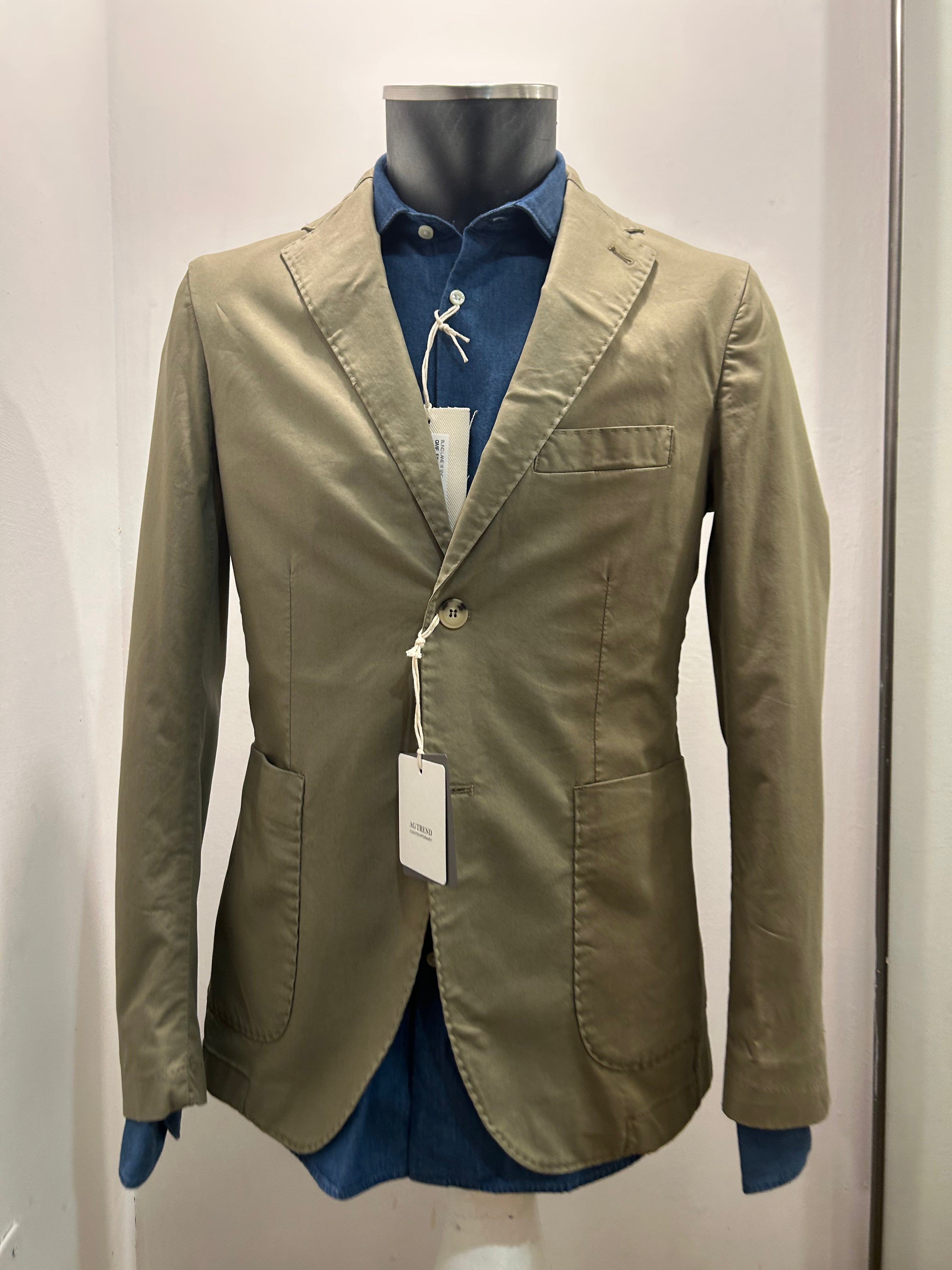 AG TREND GIACCA MONOPETTO VERDE COTONE E SPANDEX 100% MADE IN ITALY GD00 P891