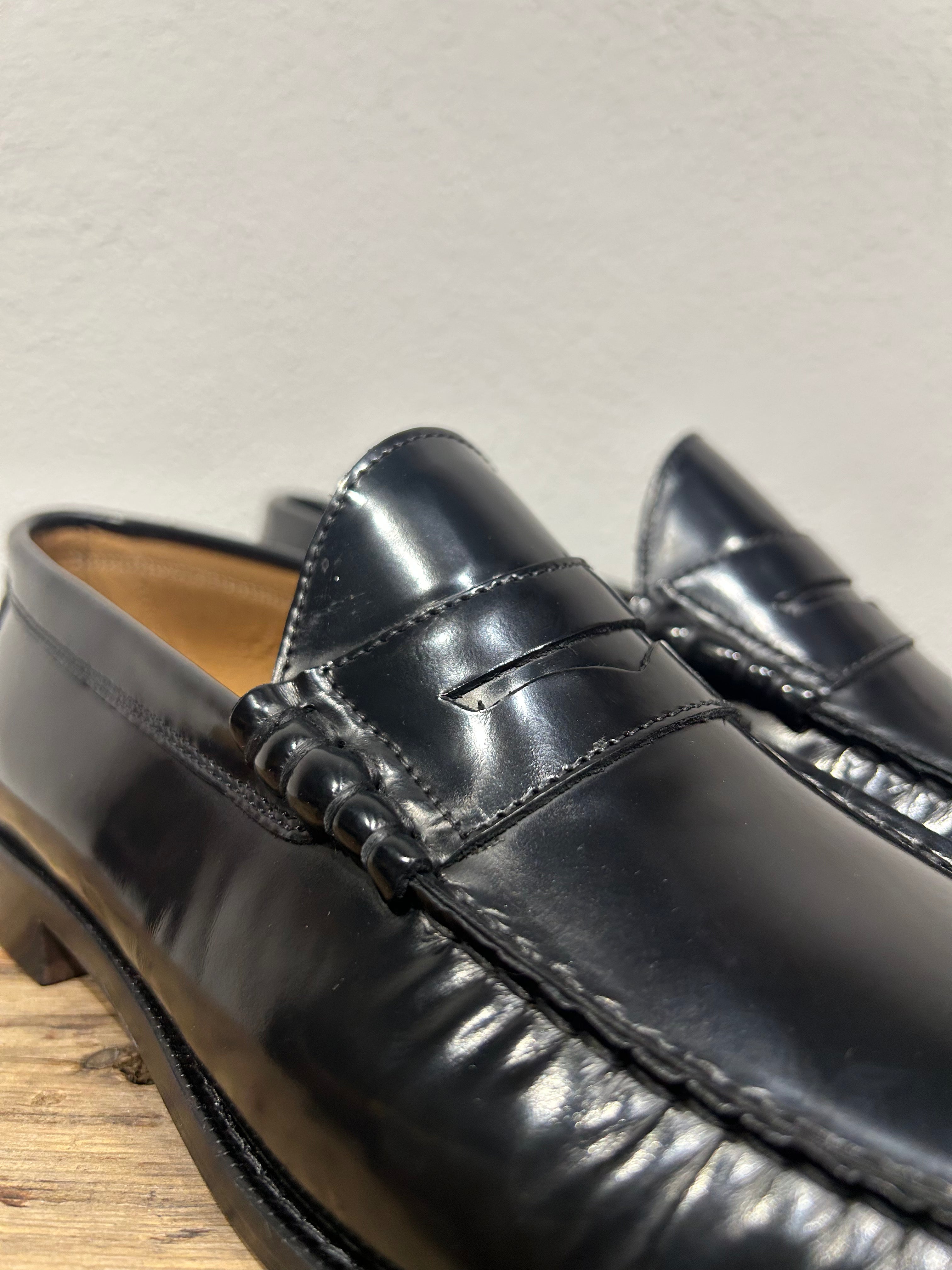 MOCASSINO KEBO PENNY COLLEGIALE ABRASIVATO NERO FONDO CUOIO