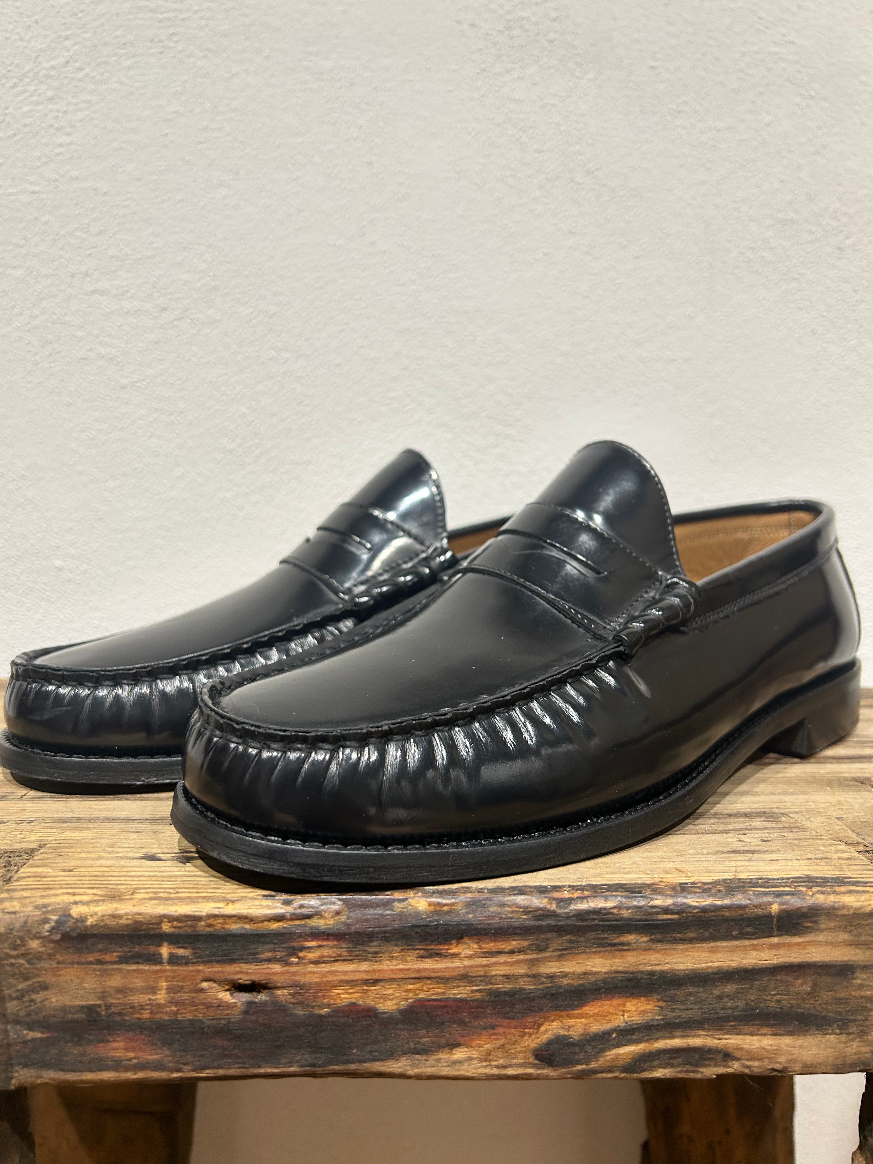 MOCASSINO KEBO PENNY COLLEGIALE ABRASIVATO NERO FONDO CUOIO