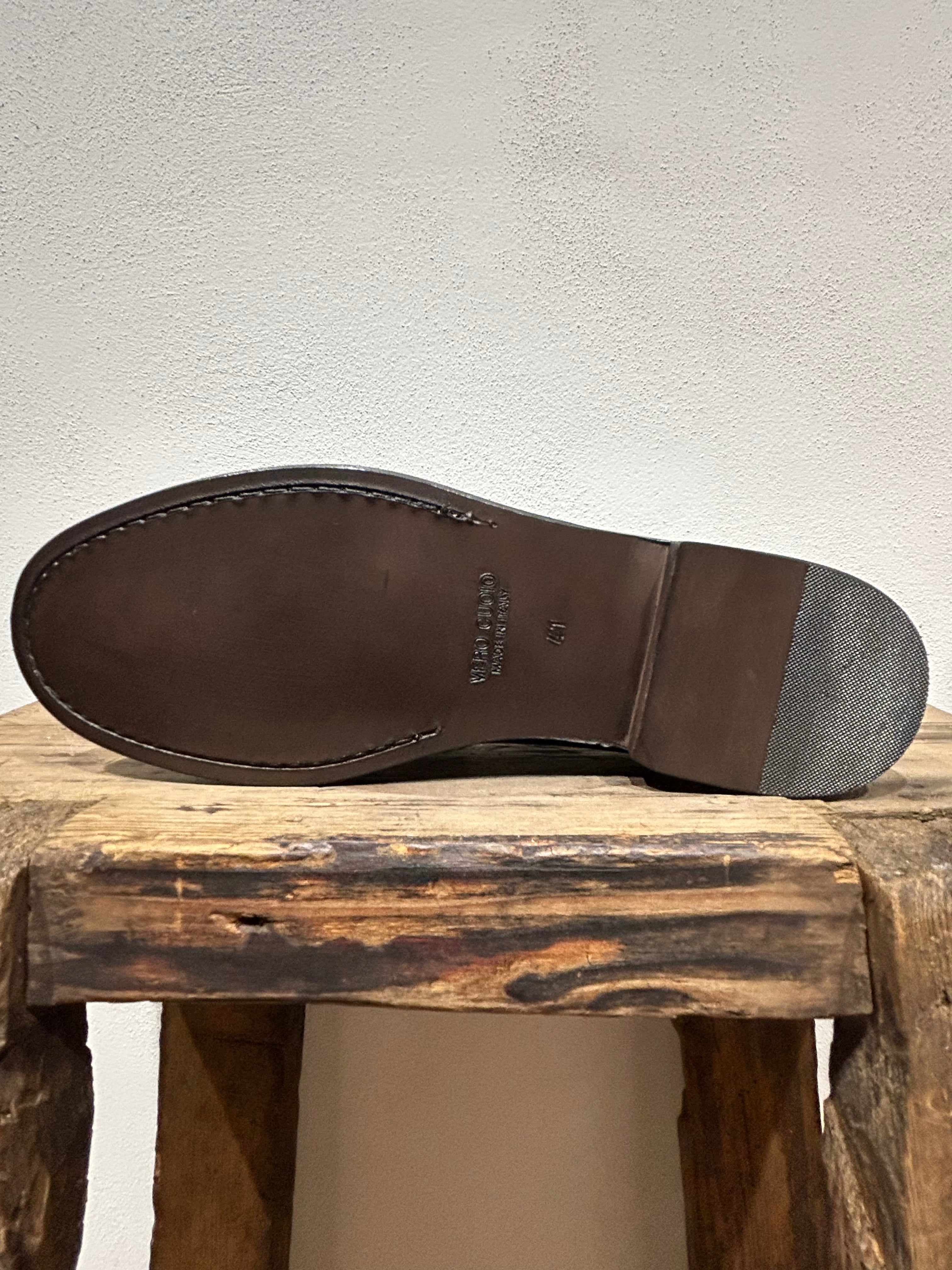 MOCASSINO KEBO PENNY COLLEGIALE ABRASIVATO NERO FONDO CUOIO