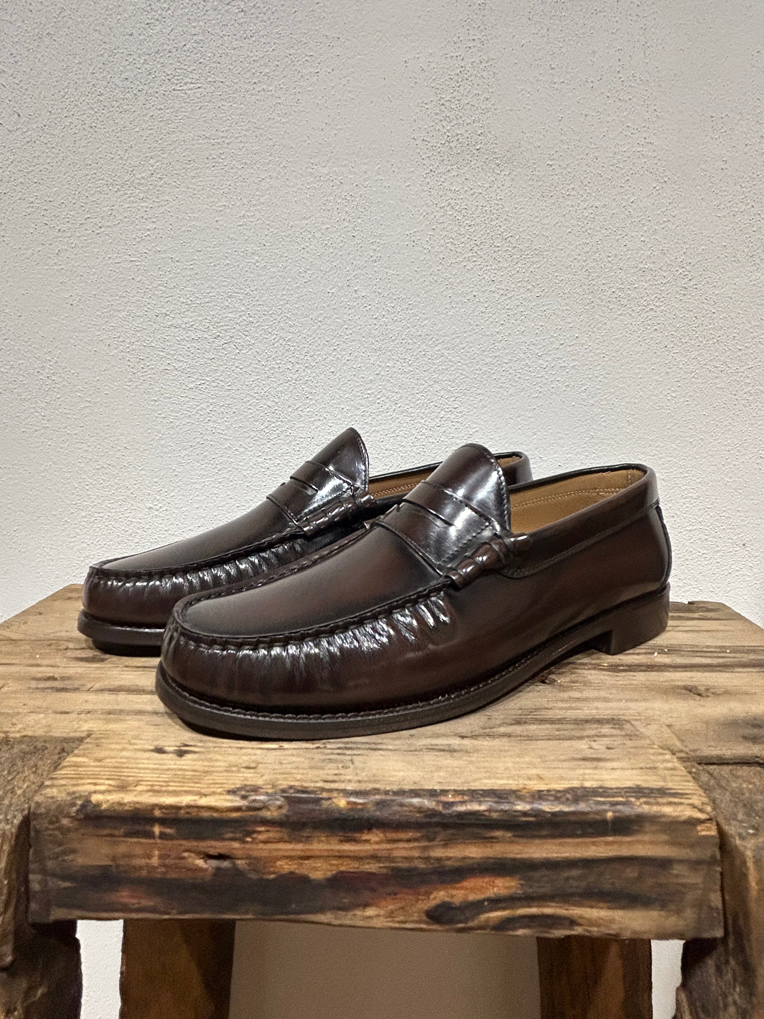 MOCASSINO KEBO PENNY COLLEGIALE ABRASIVATO TESTA DI MORO FONDO CUOIO