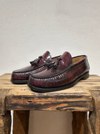 MOCASSINO KEBO CON NAPPINE ABRASIVATO BORDEAUX FONDO CUOIO
