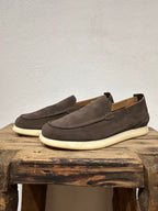 SNEAKERS SLIP ON KEBO 100% CAMOSCIO TESTA DI MORO GOMMA NATURALE
