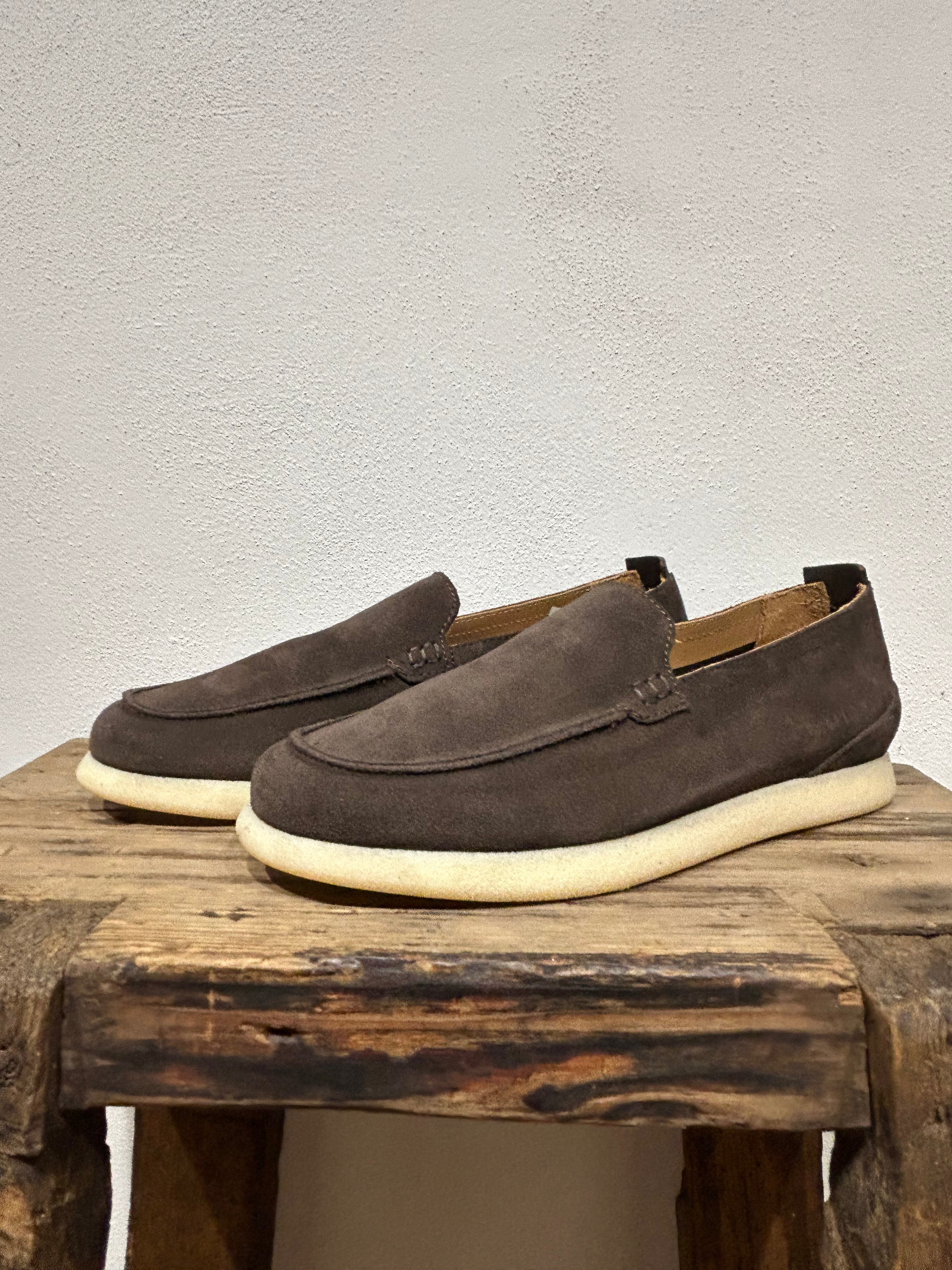 SNEAKERS SLIP ON KEBO 100% CAMOSCIO TESTA DI MORO GOMMA NATURALE