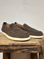SNEAKERS SLIP ON KEBO 100% CAMOSCIO TESTA DI MORO GOMMA NATURALE