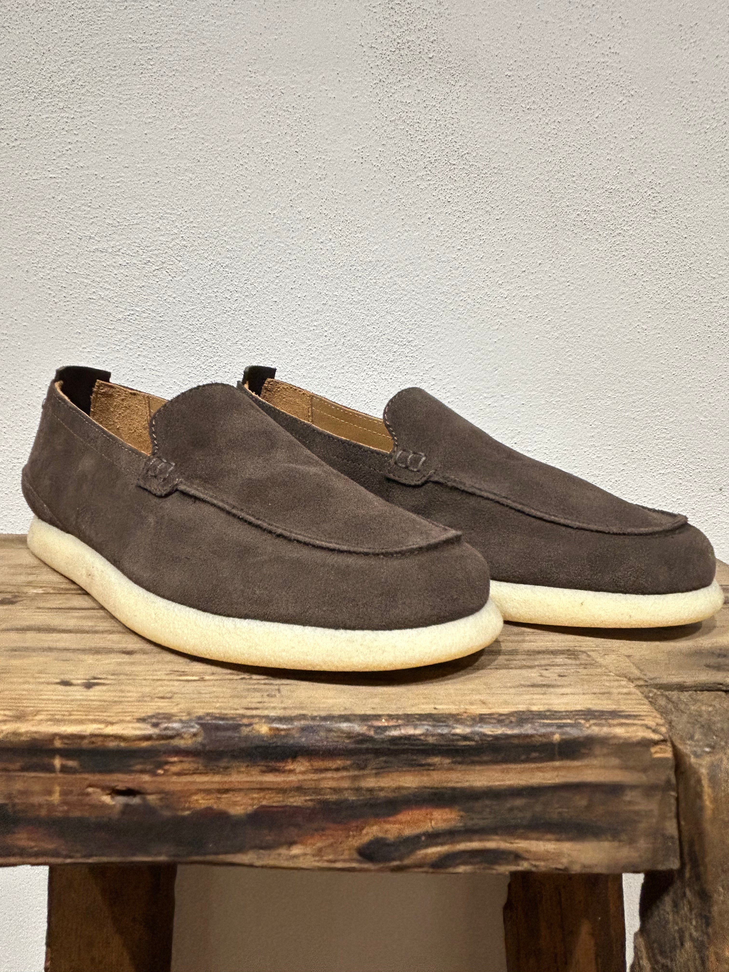 SNEAKERS SLIP ON KEBO 100% CAMOSCIO TESTA DI MORO GOMMA NATURALE
