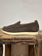 SNEAKERS SLIP ON KEBO 100% CAMOSCIO TESTA DI MORO GOMMA NATURALE
