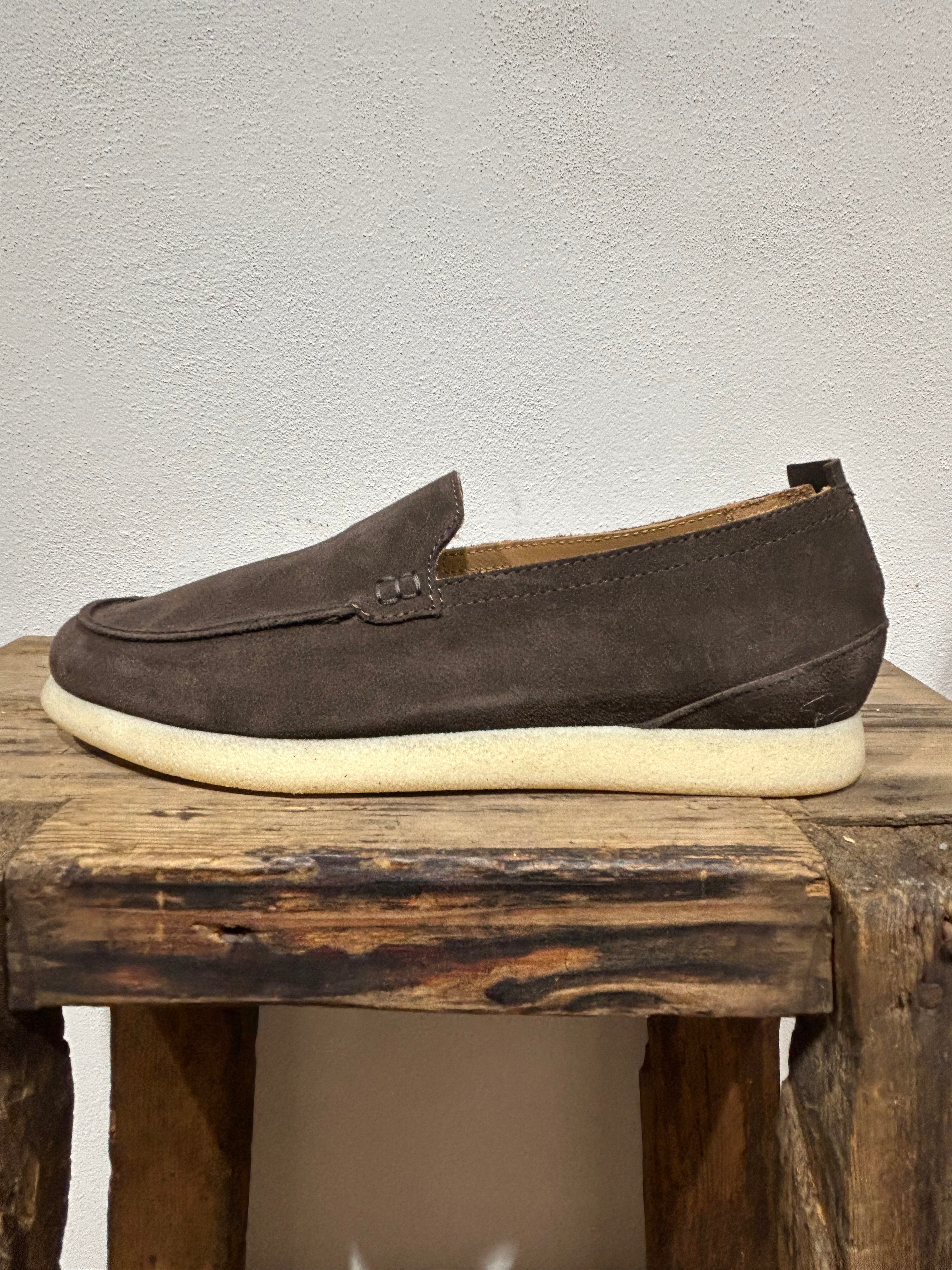 SNEAKERS SLIP ON KEBO 100% CAMOSCIO TESTA DI MORO GOMMA NATURALE