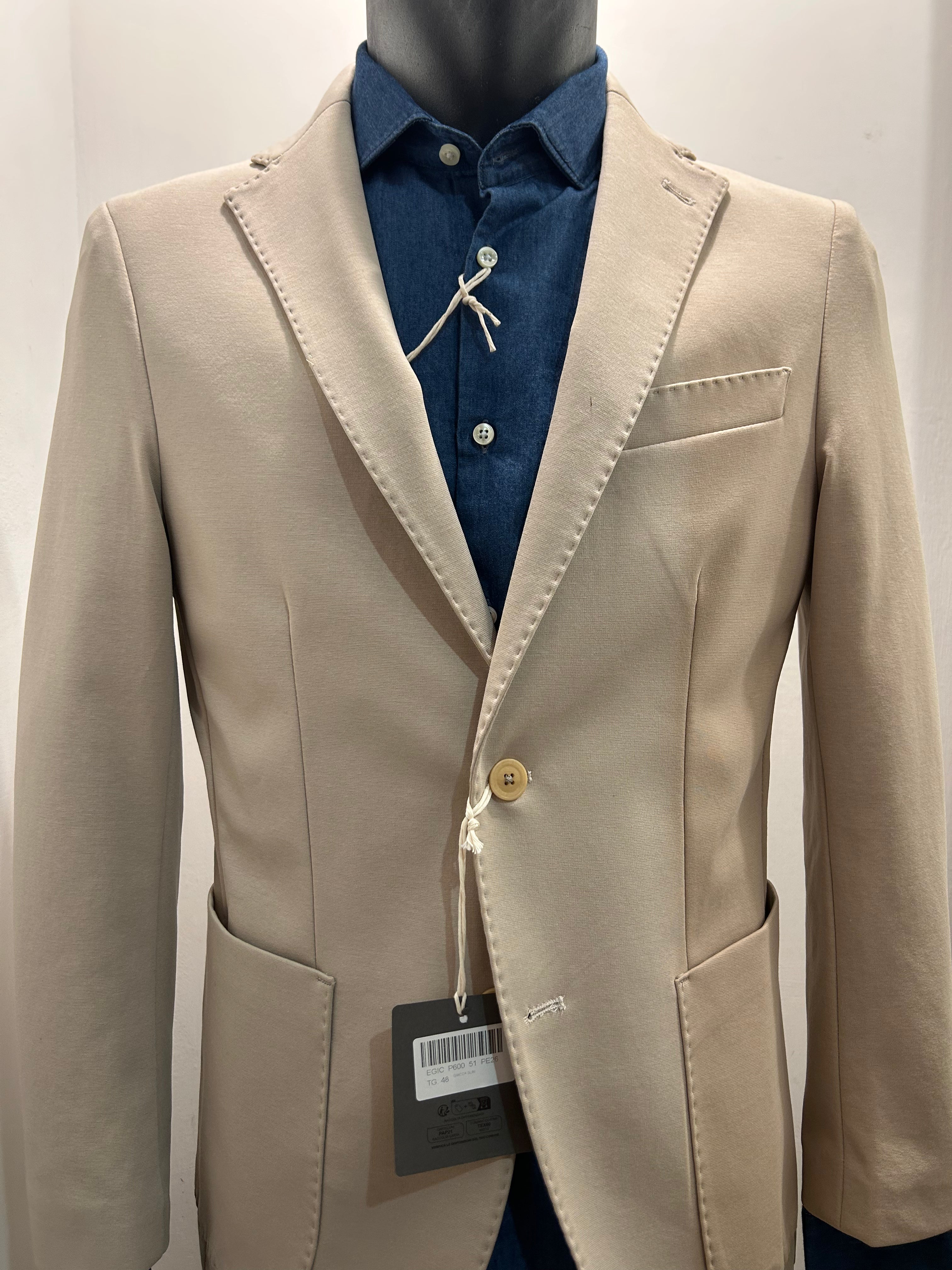 GIACCA AG TREND MONOPETTO COLORE BEIGE COTONE E SPANDEX