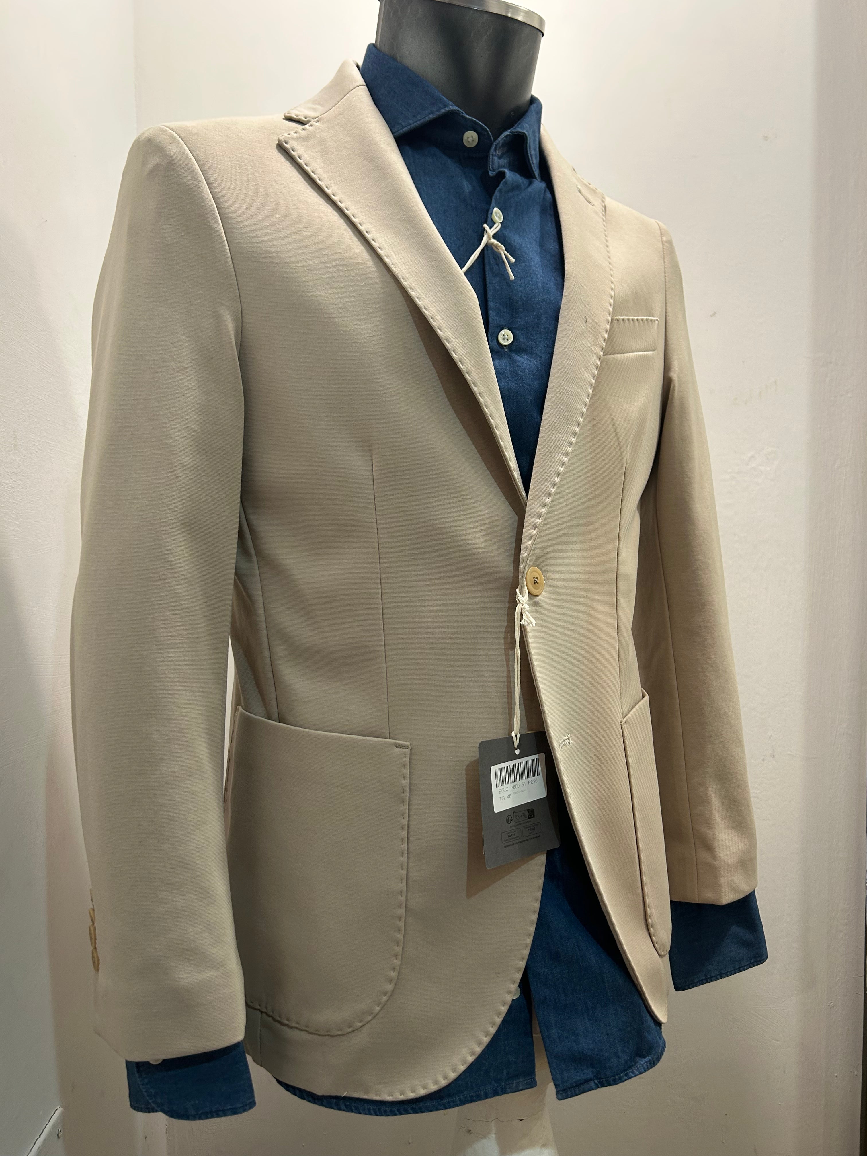 GIACCA AG TREND MONOPETTO COLORE BEIGE COTONE E SPANDEX