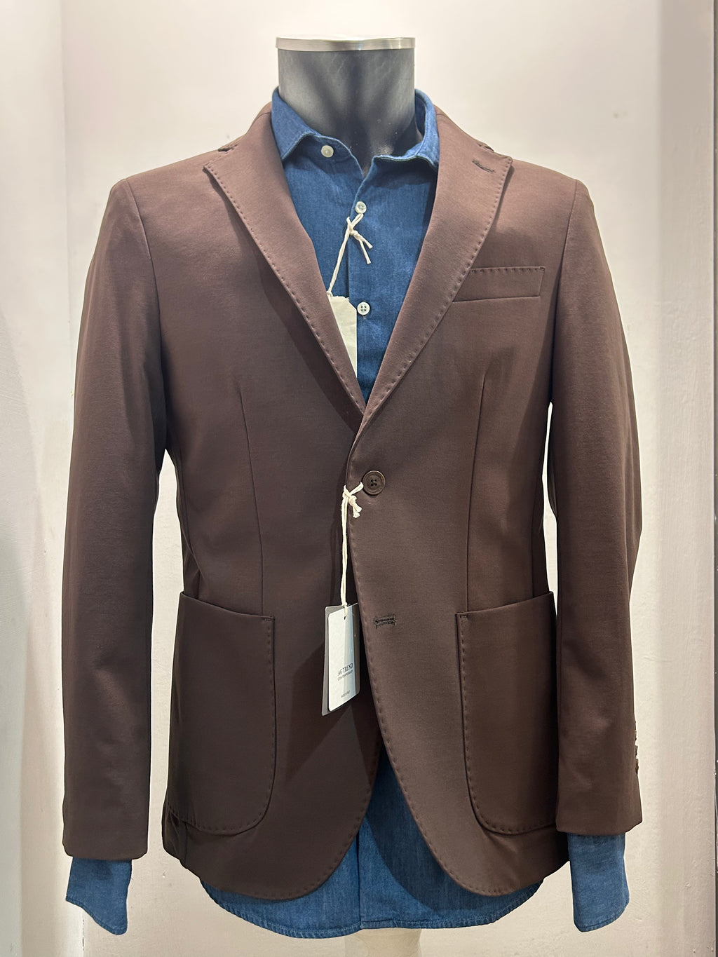 GIACCA AG TREND MONOPETTO MARRONE COTONE E SPANDEX