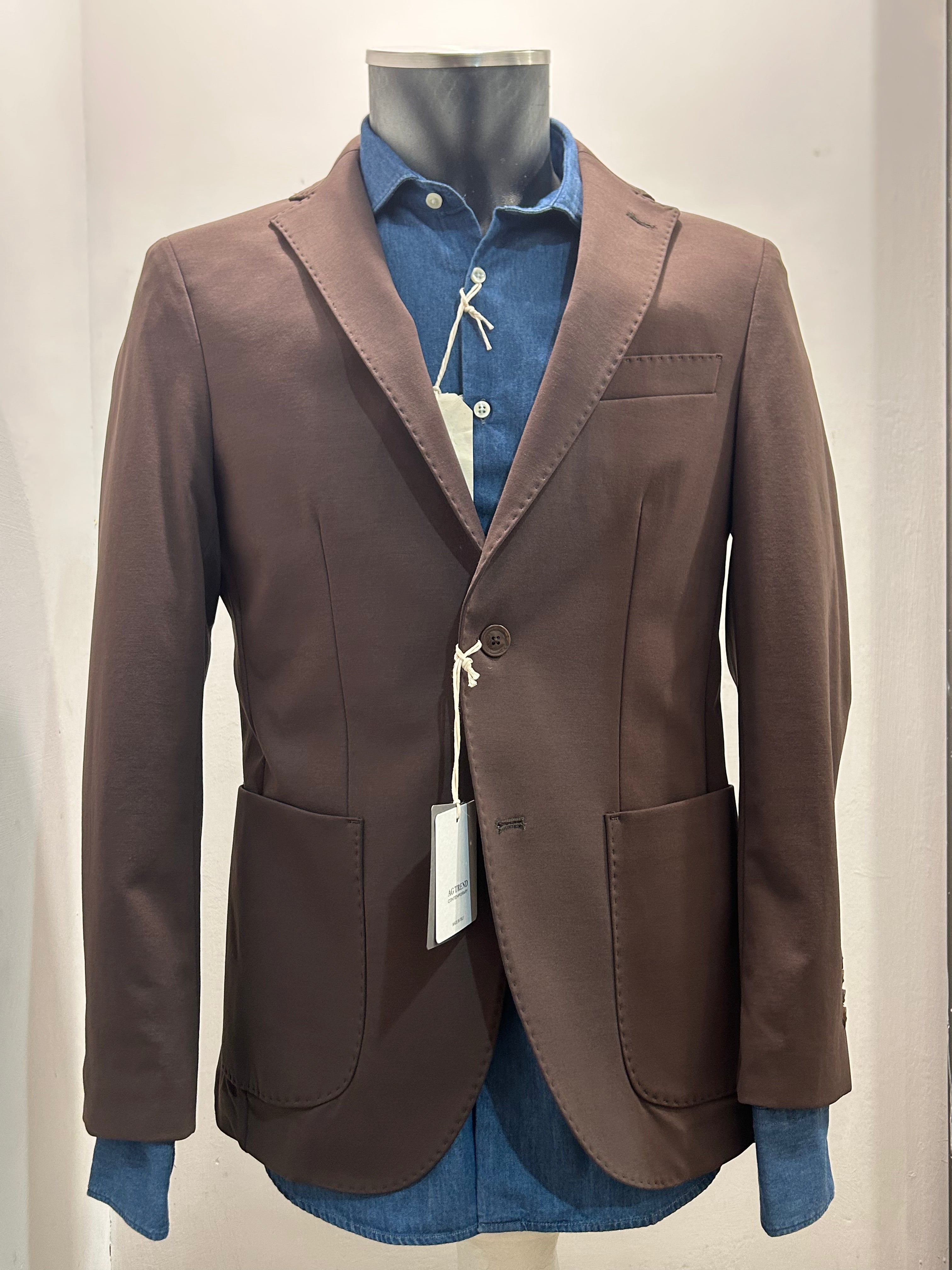GIACCA AG TREND MONOPETTO MARRONE COTONE E SPANDEX