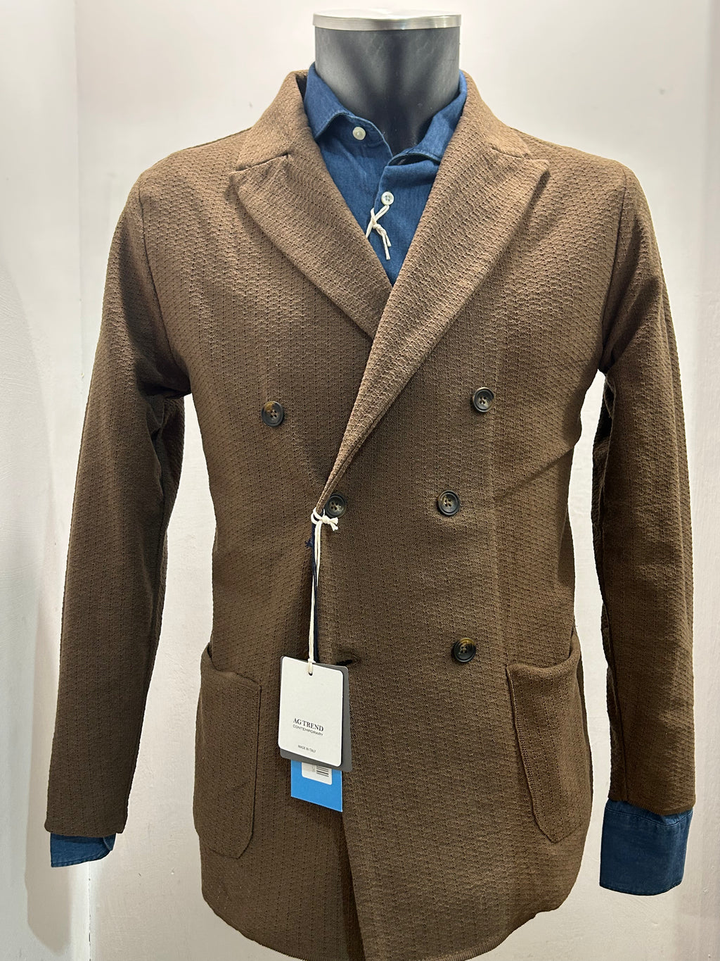 AG TREND GIACCA DOPPIOPETTO MARRONE IN COTONE 100% MADE IN ITALY GM10 COT7 10