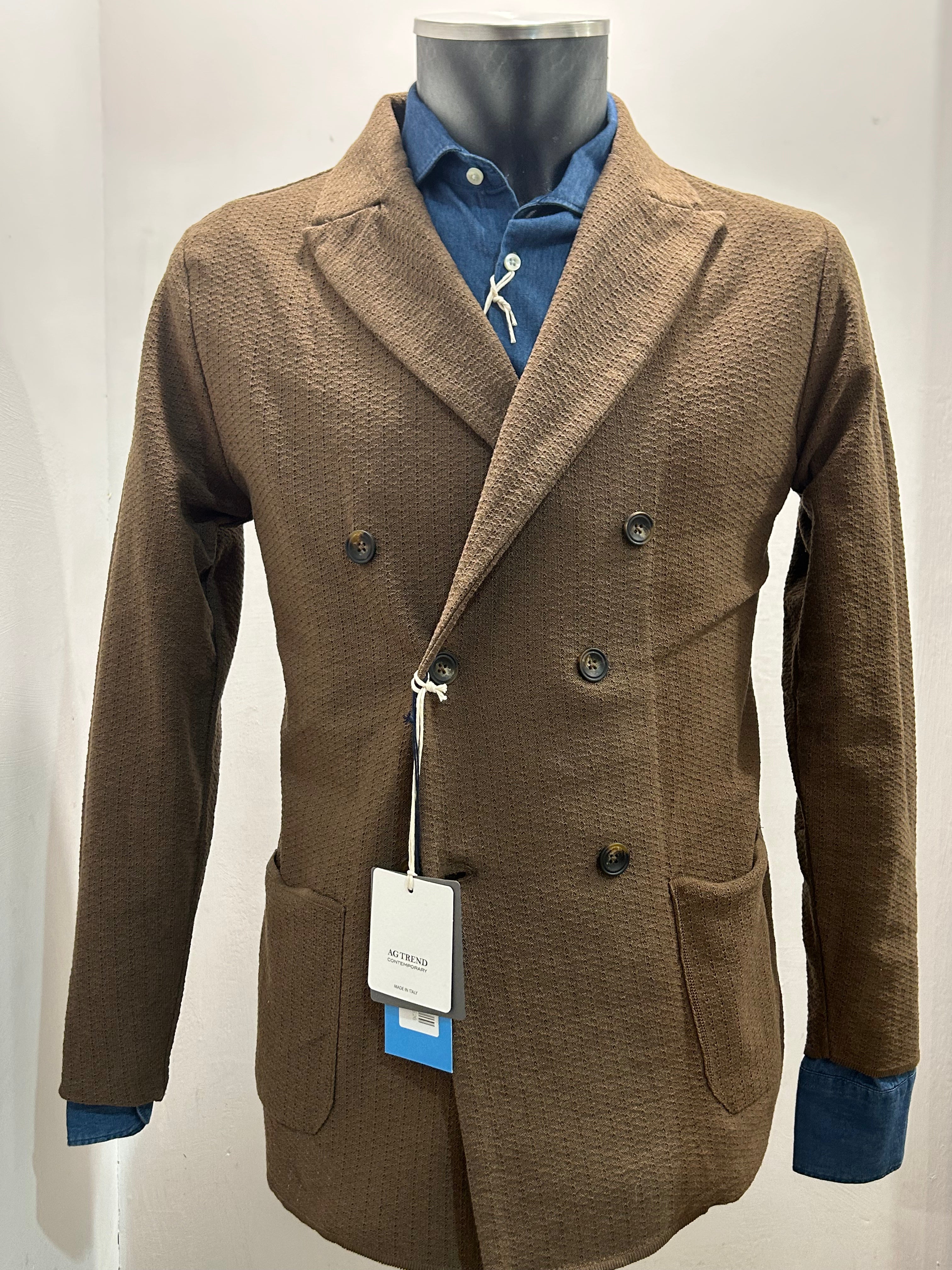 AG TREND GIACCA DOPPIOPETTO MARRONE IN COTONE 100% MADE IN ITALY GM10 COT7 10